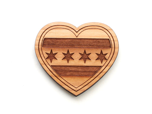 Chicago Flag City Flag Heart Magnet