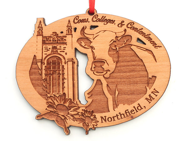 Swag Cows Colleges Contentment Oval Custom Ornament - Nestled Pines