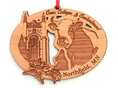 Swag Cows Colleges Contentment Oval Custom Ornament - Nestled Pines