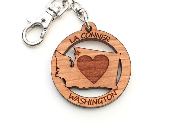 Reclamation Candle Co Washington State Heart Key Chain