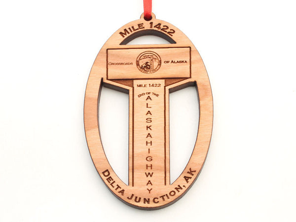 Smiling Moose Alaska Highway Marker Ornament