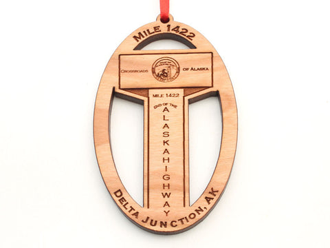 Smiling Moose Alaska Highway Marker Ornament