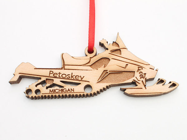 Ciao Bella Petoskey Snowmobile Custom Wood Ornament - Nestled Pines