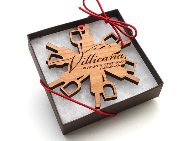 Villicana Wine Bottle Flake Ornament Gift Box