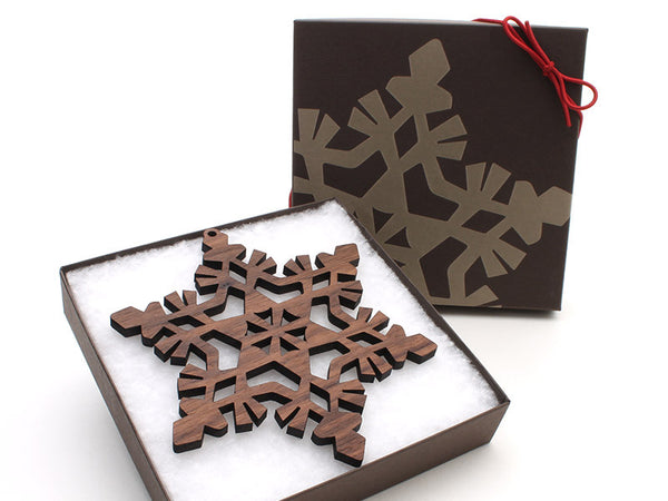 2016 NEW Detailed 5" Wood Snowflake Ornament Gift Box - Design F - Nestled Pines - 3