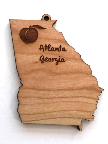 Georgia State Shape with Peach Marker over Atlanta