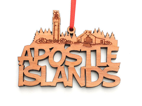 Apostle Island NLS Text Ornament - Nestled Pines