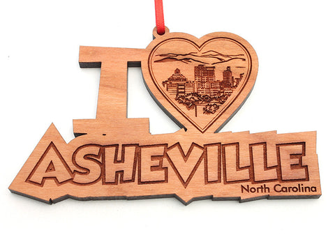 Asheville I Heart City Skyline North Carolina Text Ornament