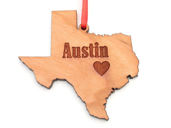 Amore Fiore Austin Texas State Cut Out Custom Ornament - Nestled Pines