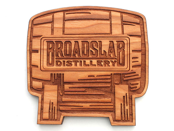 Broadslab Distillery Barrel Logo Custom Wood Coaster (Set of 4)