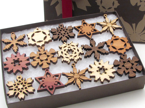 Mini Wood Snowflake Ornament Gift Box - Set of 15 - Nestled Pines - 3