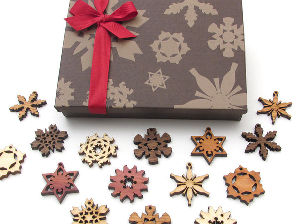 Mini Wood Snowflake Ornament Gift Box - Set of 15 - Nestled Pines - 5