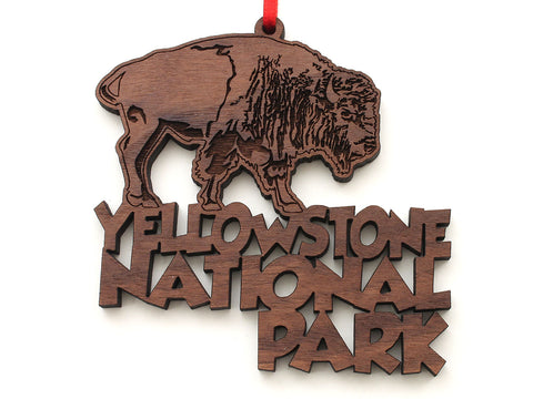 Buffalo Yellowstone National Park Text Ornament