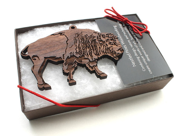 Jenss Black Walnut Buffalo Ornament Gift Box - Nestled Pines