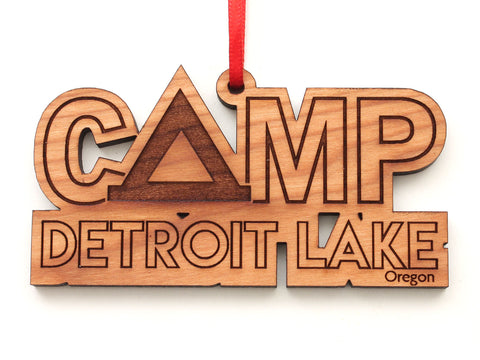 Camp Detroit Lake Text Ornament