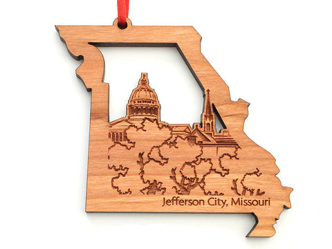Jefferson City Missouri State Cut Out Ornament - Nestled Pines