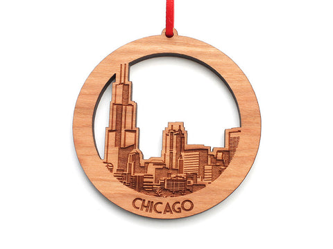 Chicago Skyline Circle Ornament - Nestled Pines