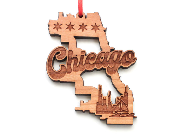 City of Chicago Themed Outline Ornament