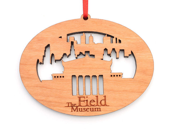Field Museum Chicago City Skyline Silhouette Oval Ornament - Nestled Pines