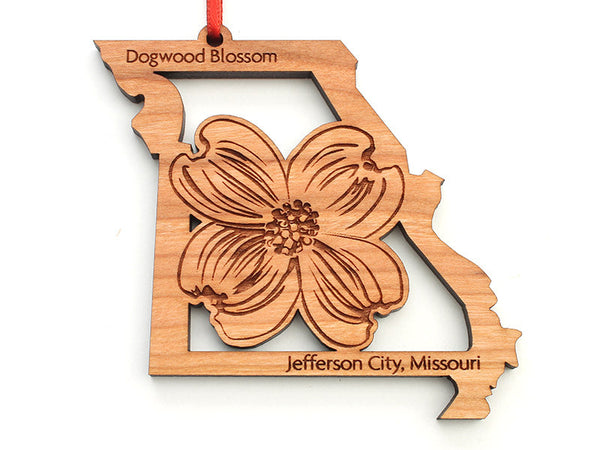 Jefferson City Missouri Dogwood Flower State Cut Out Ornament - Nestled Pines