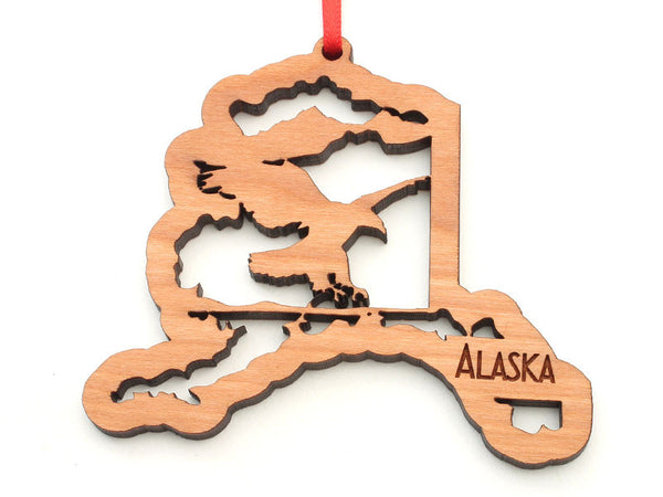 Alaska State Shape with Eagle Insert Ornament