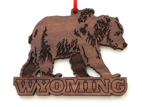 Grizzly Bear Wyoming Text Ornament