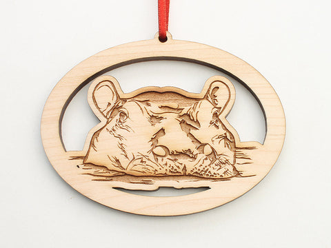 Hippopotamus Oval Ornament - Nestled Pines