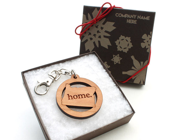 Custom Engraved Oregon State Key Chain Gift Box Alt - Nestled Pines
