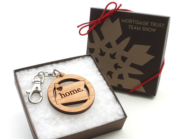 Custom Engraved Oregon State Key Chain Gift Box