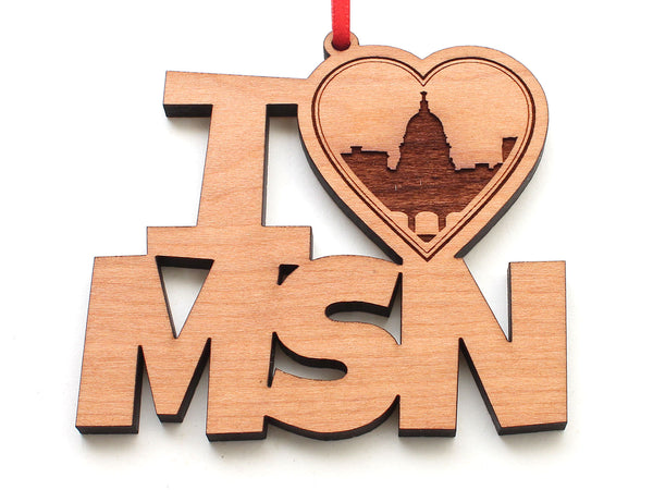 I Heart MSN City Skyline Text Ornament