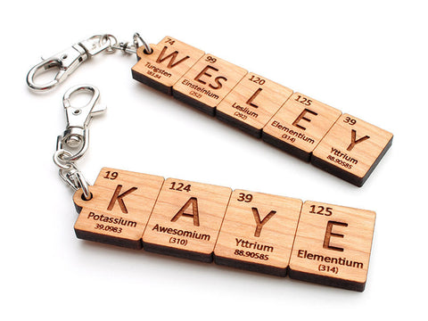 Custom Periodic Table of Elements Name Key Chain - Nestled Pines - 1