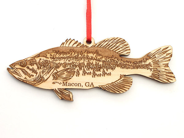 Macon Georgia Custom Large Mouth Bass Ornament - Nestled Pines