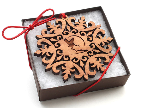 International Crane Foundation Logo Snowflake Ornament Gift Box