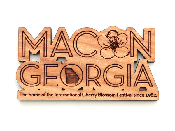 Macon Georgia Cherry Blossom Text Magnet