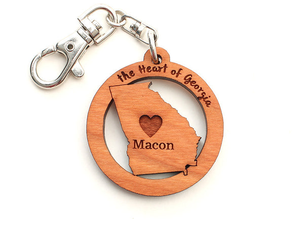 Macon Georgia State Heart Key Chain - Nestled Pines