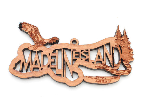 Madeline Island Text Ornament - Nestled Pines