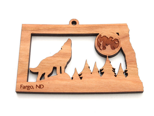 North Dakota State Wolf Howling at Moon Ornament - Nestled Pines