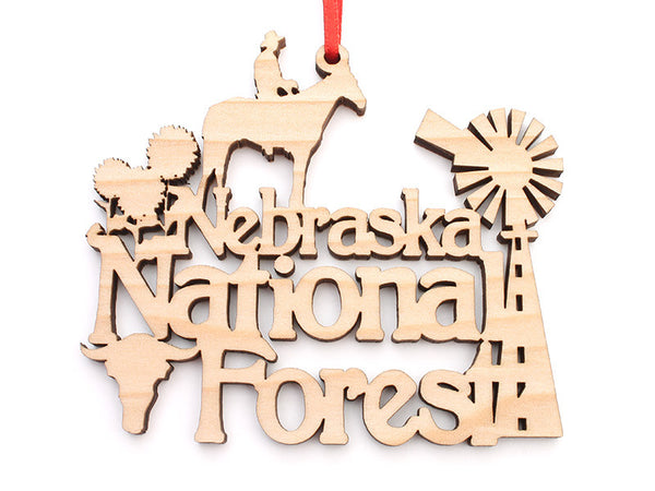 Nebraska National Forest Text Ornament - Nestled Pines