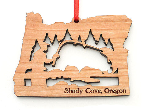 Shady Cove Pharmacy Oregon State Shape Fisherman Insert Ornament