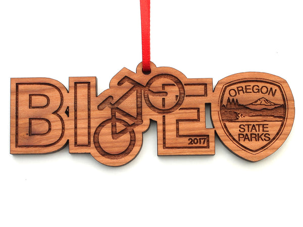 Oregon State Parks Bike Text Ornament