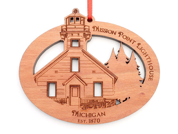 Mission Point Lighthouse Oval Ornament - Nestled Pines