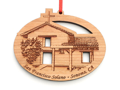 Solano Mission Oval Ornament - Nestled Pines