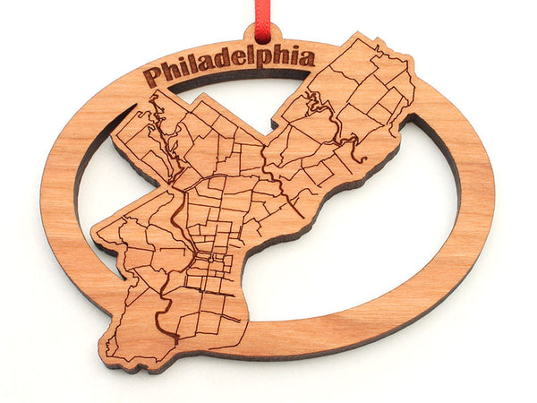 Philadelphia City Street Map Oval Ornament