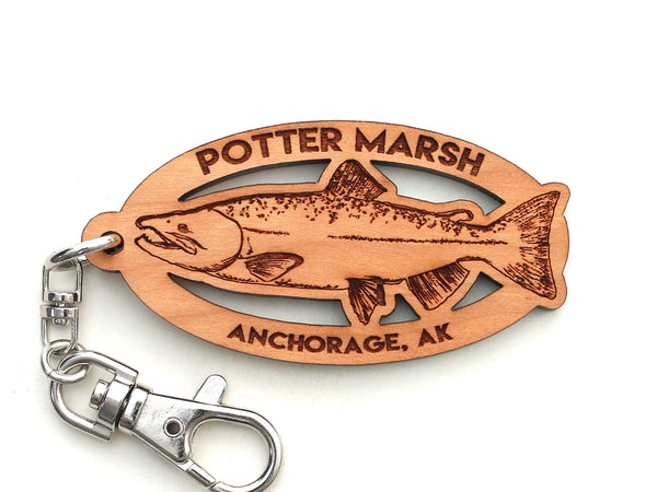 Potter Marsh Anchorage Alaska Salmon Key Chain Clip