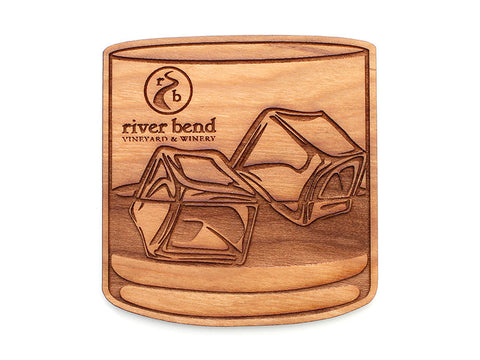 River Bend Vineyard & Winery Low-ball Glassware Coaster Set of 4