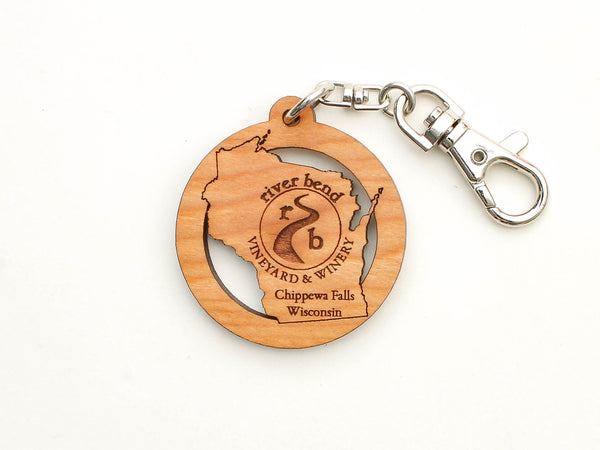 River Bend Vineyard & Winery Wisconsin State Key Chain
