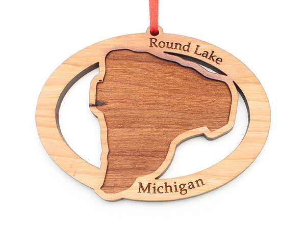 Round Lake Michigan Oval Ornament - Nestled Pines