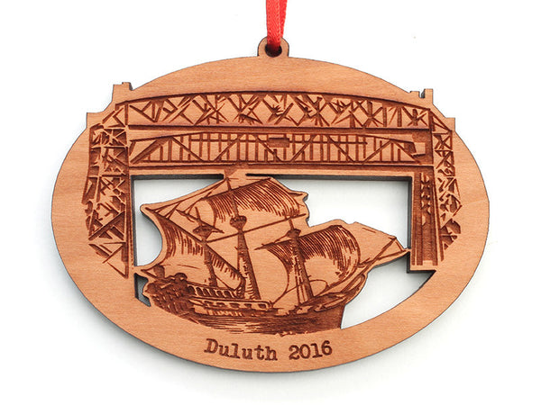 Duluth Sailboat Detail Oval Ornament - Nestled Pines
