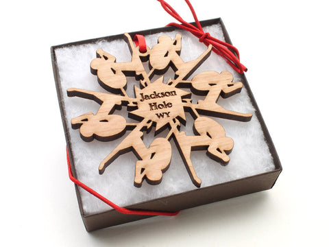 Wyoming Outfitters Skier Snowflake Ornament Gift Box