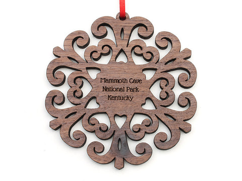 Mammoth Cave Walnut Filigree Snowflake Ornament - Nestled Pines
